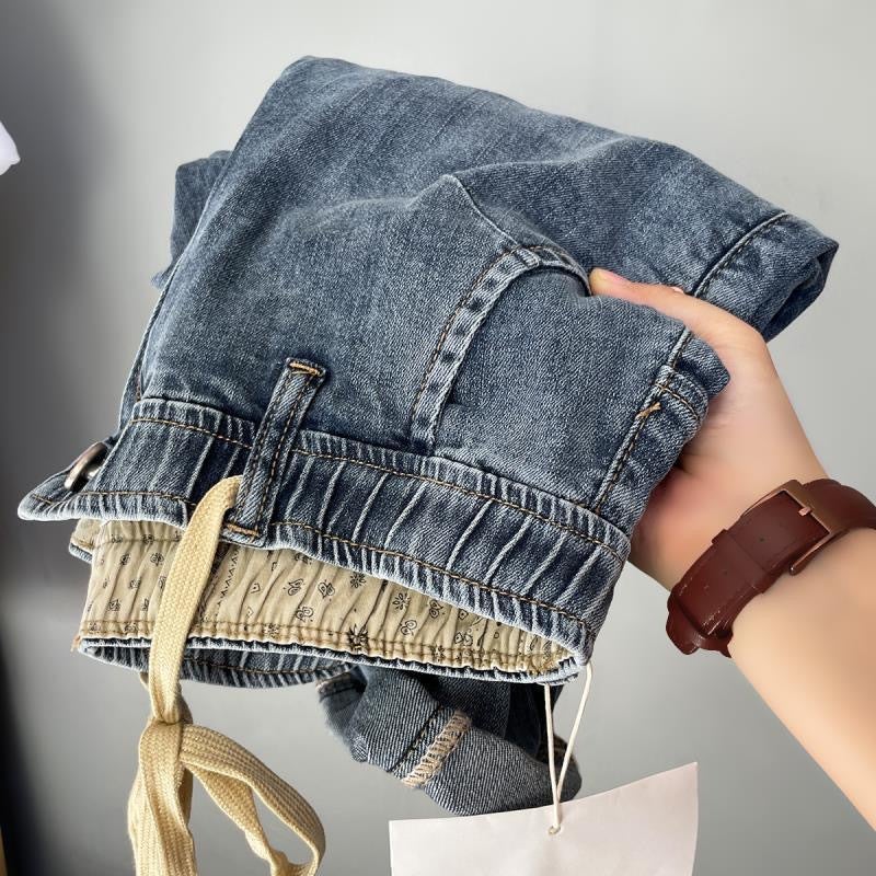 Cropped Jeans Men'S Trendy Brand Elastic Waist Pants Slim-Fit Stretch Harem Pants - Image 4